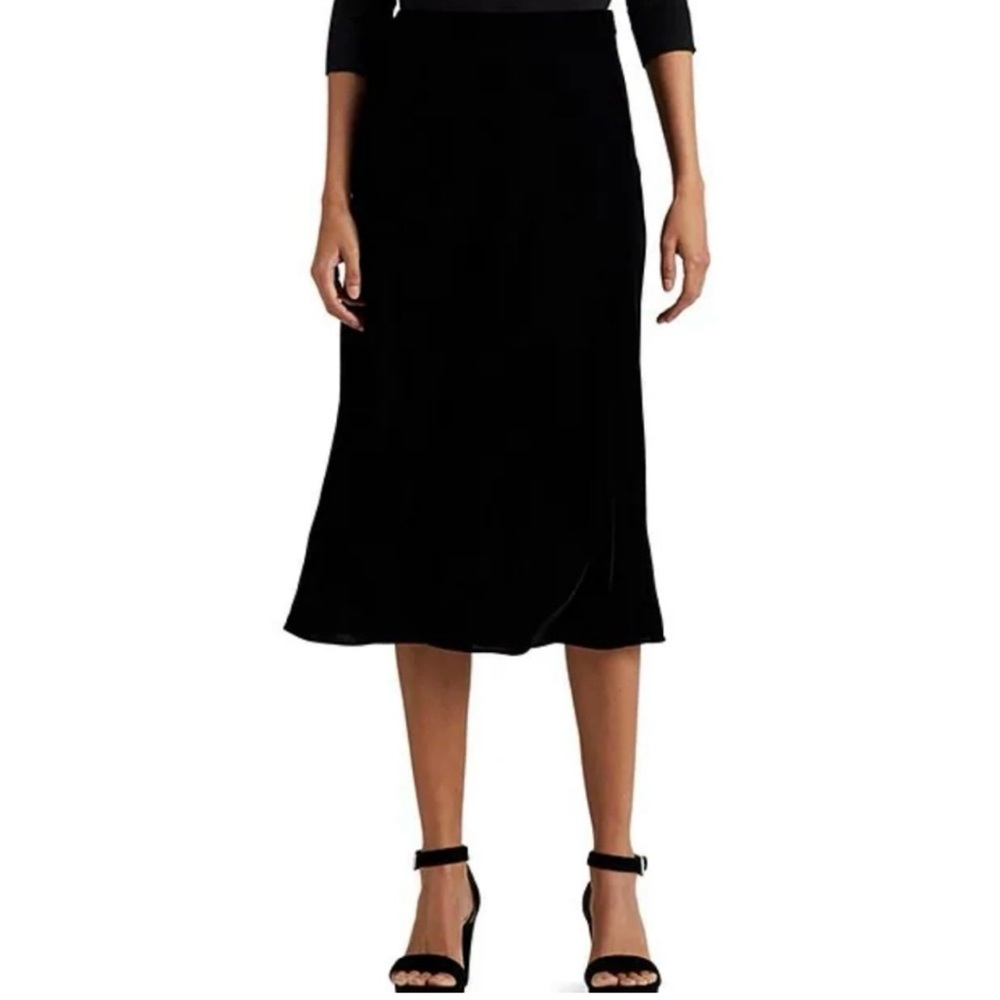 NWT $165 Lauren Ralph Lauren Velvet Midi Skirt Black Size 20W Evening Formal